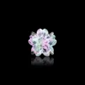 Sweet cherry blossom shaped zircon stud earring with purple gradient finish in titanium - Single Piece Titanium Pole / 6mm / Pink Green (A1327-4#)