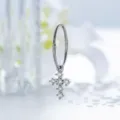 Orecchino a cerchio senza cuciture in argento con croce di cristallo, filo da 0,8 mm. - Croce con Strass (A1339-3) / Diametro Interno 8mm (Pezzo Singolo) / Argento