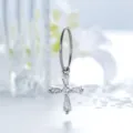 Orecchino a cerchio con croce in argento e zirconi per piercing alla cartilagine - Croce Geometrica (A1339-5)