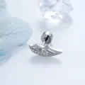 Clou d'oreille unique en forme d'aile avec pierres de zircone cubique étincelantes - A1318-1# Côté Gauche Blanc (Tige Filetée Extérieure en Titane Pièce Unique)