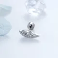 Boucle d'oreille en zircon micro-pavé en forme d'aile de voilier avec tige en titane - A1318-3# Côté Gauche Bleu Océan Clair (Tige Filetée Extérieure en Titane Pièce Unique)