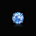Macro view of a blue gradient eight hearts and arrows round-cut gemstone stud earring - 6mm / Aquamarine