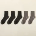 Chaussettes mi-hautes Homme en Modal Unies Respirantes Anti-odeur Anti-bouloche Affaires Casual - M90 (taille unique 39-45) / M90 Noir 3 paires + gris foncé 2 paires
