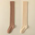 Verdikte over-de-knie lange sokken in bruin en beige, comfortabele geribbelde winterkousen. - JL18 koffiebruin + khaki