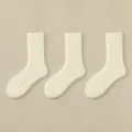 Thick coral fleece loose confinement socks winter warm cozy sleep floor socks for women - One Size (34-39) / Milky Yellow 3 Pairs