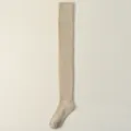 Beige gestrickte Overknee Strümpfe, dicke warme Wintersocken für Damen Variante lang - Einheitsgröße (34-39) / Hellbeige