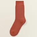 Dicke mittelhohe Baumwollsocken in Rostrot, sehr bequeme kuschelige Winter-Frotteesocken. - J98-1 Ziegelrot