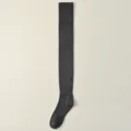Dunkelgraue Overknee Thermosocken, 80cm lange gefütterte Winter-Stümpfe für Damen warm. - Einheitsgröße (34-39) / Dunkelgrau