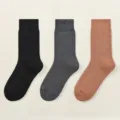 Damen dicke warme wadenlange Baumwollsocken fuer Winter einfarbig thermische Strümpfe - J98-1 Schwarz + Dunkelgrau + Khaki