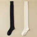 Long cashmere over-the-knee socks in black and off-white, cozy winter thigh high hosiery. - JL26 (One Size 34-39) / 2 Pieces/Pack / JL26 Black + White