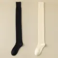 Cashmere over the knee long socks for women, winter warm thigh high stockings, 70cm - JL26 (One Size 34-39) / 2 Pieces/Pack / JL26 Black + Cream