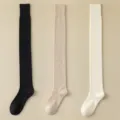 Women winter cashmere over the knee long socks in black, oatmeal and white variants. - JL26 (One Size 34-39) / 3 Pieces/Pack / JL26 Black + Light Beige + White
