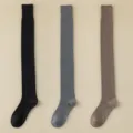 Cashmere over-the-knee socks, warm long thigh high stockings in black, grey and brown. - JL26 (One Size 34-39) / 3 Pieces/Pack / JL26 Black + Dark Grey + Coffee