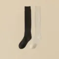 Thickened cotton long socks for autumn and winter, warm over-the-knee solid color thermal stocking - One Size (34-39) / Dark Gray & Oatmeal