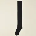 Calcetines negros de punto por encima de la rodilla, medias largas de invierno abrigadas. - J62 (talla única 34-40) / Negro