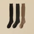 Thickened cotton terry knee high socks for autumn and winter daily warm wear and comfort. - One Size (34-39) / Black & Dark Gray & Coffee