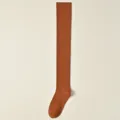 Medias altas acanaladas marrones por encima de la rodilla para mujer calcetines de invierno - J62 (talla única 34-40) / Caramelo