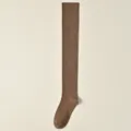 Chaussettes hautes côtelées marron café, bas cuissardes tricotés chauds pour femmes hiver. - J62 (taille unique 34-40) / Khaki