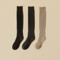 Thickened cotton knee-high socks solid color warm winter long socks for women daily wear - One Size (34-39) / Black+Dark Grey+Khaki