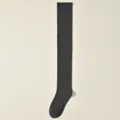 Chaussettes longues côtelées gris foncé au-dessus du genou pour femme hiver coton chaud - J62 (taille unique 34-40) / Gris foncé