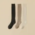 Thickened cotton terry knee high socks, autumn winter warm solid color cozy daily wear. - One Size (34-39) / Dark Gray & Khaki & Oatmeal
