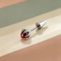 Unique titanium dragon claw stud earring with a 5mm red bead, punk style piercing jewelry - Dragon Claw with Spike (Titanium Alloy Screw) / Dark Red