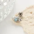 Elegante titanium oorknop met blauwe ster-zirkonia en uniek ontwerp in de vorm van een speld - Stervorm Oorknopje (A894-3#) / Roestvrijstalen Externe Schroefdraadstift / Licht Zee Blauw