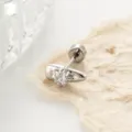 Dainty titanium alloy ear stud with star-shaped zircon and chic safety pin design - Star Shape Stud (A894-1#) / Stainless Steel External Screw Post / White