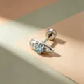 Zoete titanium veiligheidsspeld oorknopje met lichtblauwe ster-zirkonia - Stervorm Oorknopje (A894-3#) / Titaniumlegering Externe Schroefdraadstift / Licht Zee Blauw