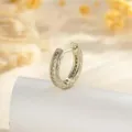Elegant titanium alloy huggie hoop earring with zircon inlay in coffee gold finish - Single Piece (A-943) / Coffee Gold
