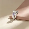 Elegant angel wing titanium steel ear stud featuring a dreamlike purple heart gemstone - Angel Wings (A1282-2# Stainless Steel Rod Single)