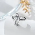 Polsino per orecchie con ali d'angelo in argento e zircone scintillante a forma di cuore - Ali di Angelo (A1157-1#) / Singolo / Bianco