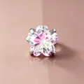 Pendientes de botón con circón corte flor de cerezo rosa en aleación de titanio - Rosa Verde (Tornillo de Aleación de Titanio)