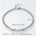 Detailed specifications of 304 stainless steel chain bracelet with measurements - Mechanical Geometric Link Extension Chain (CWB0757-01)