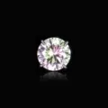 Round pink and green gradient gemstone stud earring with four-prong black setting - 4mm / Light Pink Mint Green