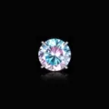 Blue and pink gradient round cut ear stud with polished silver-tone four-prong setting - 4mm / Light Pink Orchid