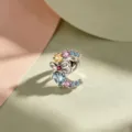 Dainty titanium alloy heart bowknot cartilage stud earring with colorful micro-pavé zircons - Titanium Alloy External Spiral / Blue Pink Moon