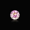Round-cut ear stud featuring a vibrant pink and gold gradient gemstone on black. - 4mm / Light Rose Red