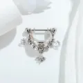 Detachable silver D-ring ear bone piercing with star and zircon pendants - A1144-2# Silver White Rhinestone D-Ring (Single)