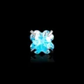 Cyan clover-shaped cubic zirconia ear stud with titanium setting on black background - Stainless Steel External Spiral Style (A1194-7)