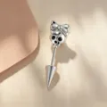Titanium alloy bowknot skull cartilage stud earring with silver finish for alt style - Spike Skull (A988-1#) / Titanium Alloy External Spiral / Silver