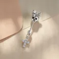Titanium alloy skull stud earring featuring a cute bow and dangling crystal cross charm - Cross Skull (A988-2#) / Titanium Alloy External Spiral / Silver