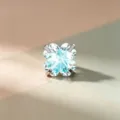 Heart-shaped light blue zirconia ear stud with polished titanium finish for summer - Titanium Alloy External Spiral Style (A1194-2)