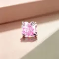 Elegant pink clover-shaped cubic zirconia ear stud with a durable titanium prong setting - Titanium Alloy External Spiral Style (A1194-3)