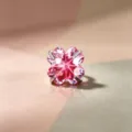 Elegant pink clover-shaped zircon stud earring with polished silver titanium base - Titanium Alloy External Spiral Style (A1194-5)