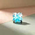 Light blue clover-shaped cubic zirconia stud earring in titanium setting - Titanium Alloy External Spiral Style (A1194-7)