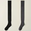 Dicke gefütterte Overknee Winter-Warmstrümpfe lange Socken für Damen Oberschenkel. - Einheitsgröße (34-39) / Schwarz Und Dunkelgrau
