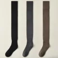 Verdickte lange Strick-Kniestrümpfe Winter warme Thermostrümpfe schwarz grau braune Variante - Einheitsgröße (34-39) / Schwarz & Dunkelgrau & Kaffee
