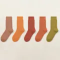 Verdickte thermische Winter Baumwoll Socken in Herbstfarben, warme Frottee Variante. - J98-1 Khaki + Zitronengelb + Ziegelrot + Karamell + Dunkelgrün