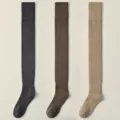 Verdickte Fleece-Overknee-Warmsocken in Dunkelgrau, Braun und Khaki für den kalten Winter. - Einheitsgröße (34-39) / Dunkelgrau & Kaffee & Khaki